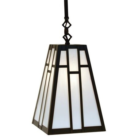 Arroyo Craftsman 8" Asheville Stem Mount Pendant, Bronze, Amber Mica Glass ASH-8M-BZ